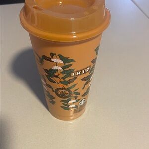 Limited Edition Starbucks tanTravel Mug with Floral Design